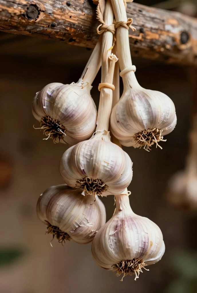 Fresh garlic bulbs close-up